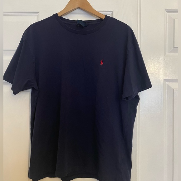 Men’s Polo T-Shirt. Navy Blue with red pony. Size Large - Picture 1 of 4